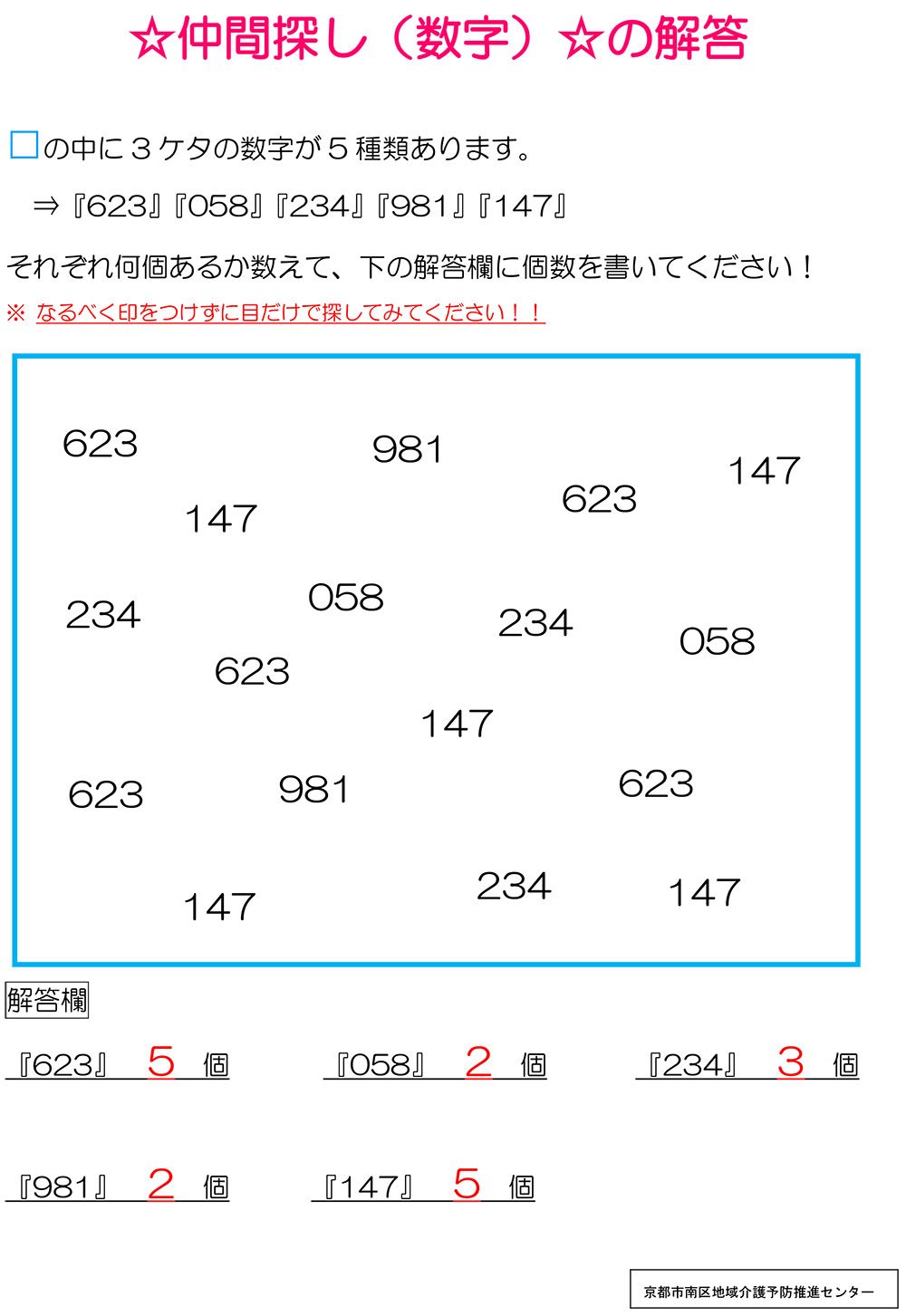 楽しく脳トレ 視覚トレーニング 同仁会クリニック