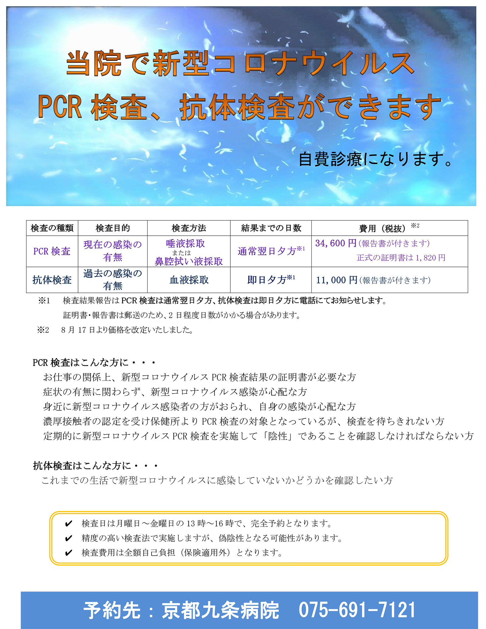 自費 京都 pcr 検査